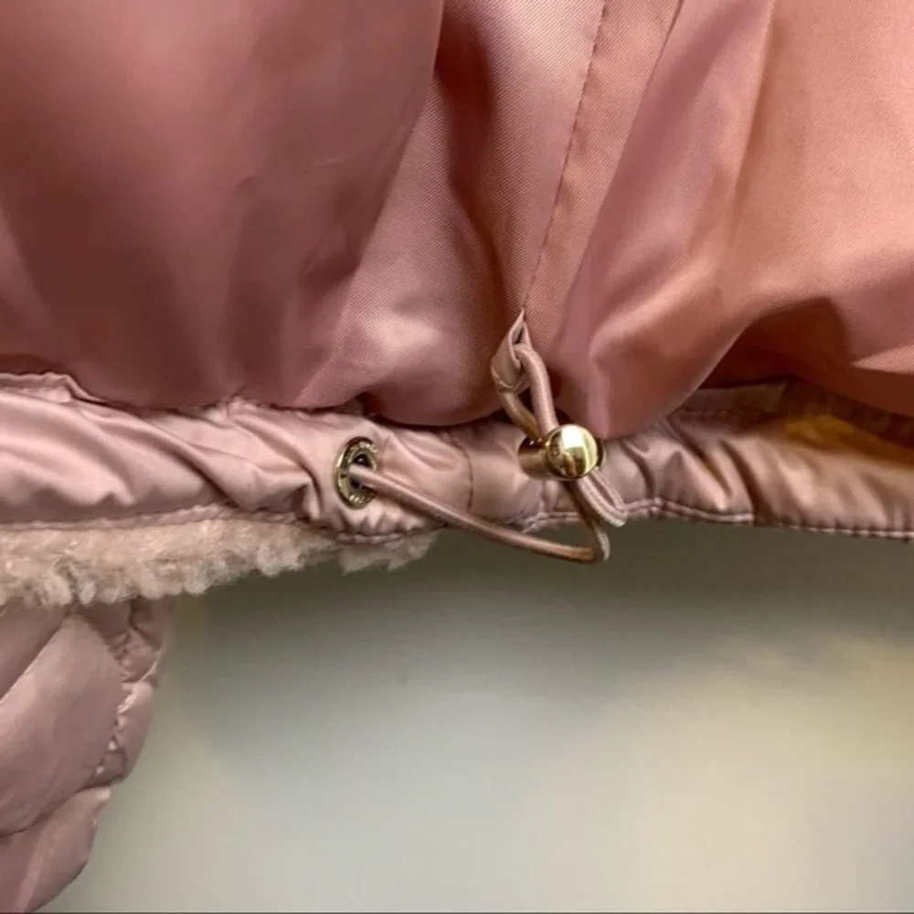 Kate Spade Light Pink Mixed Media Hooded Quilt Coat